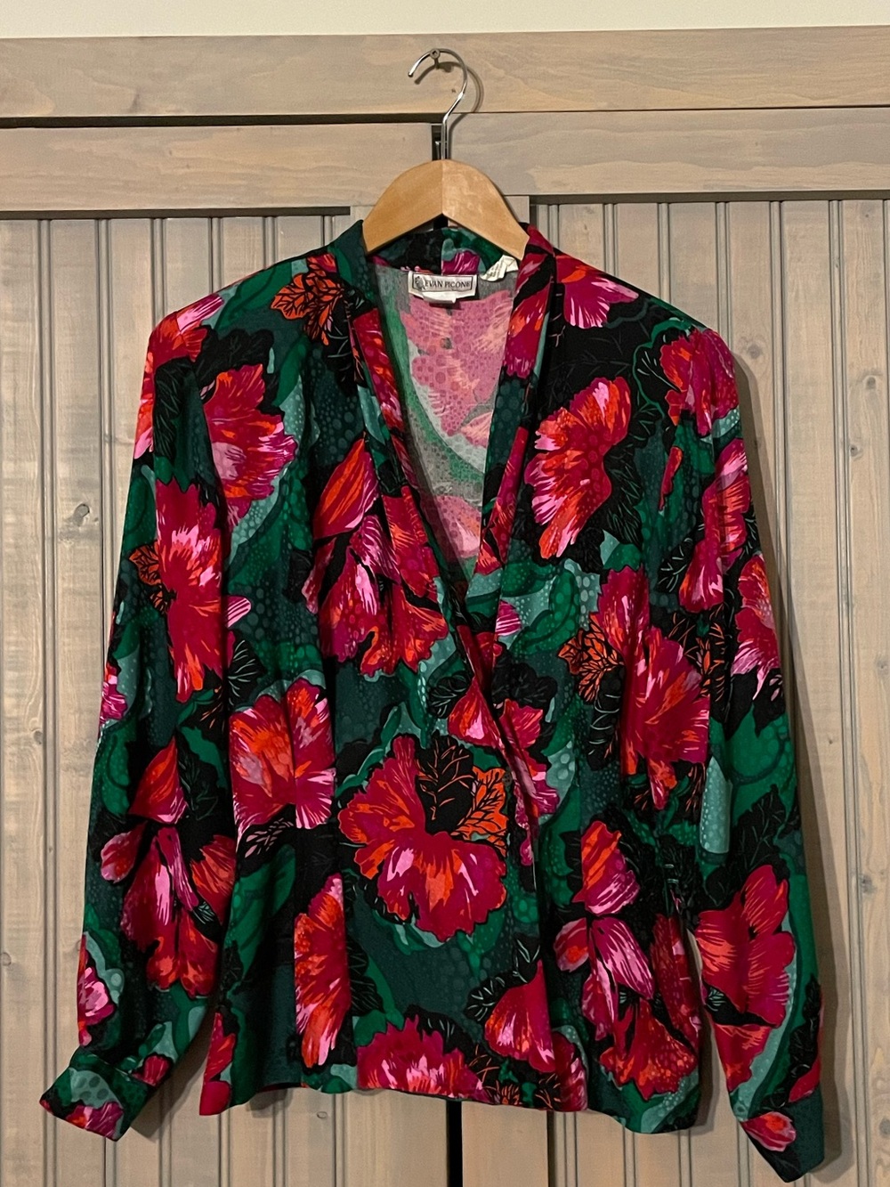 Evan Picone Vibrant Floral Blazer in Green, Red & Pink